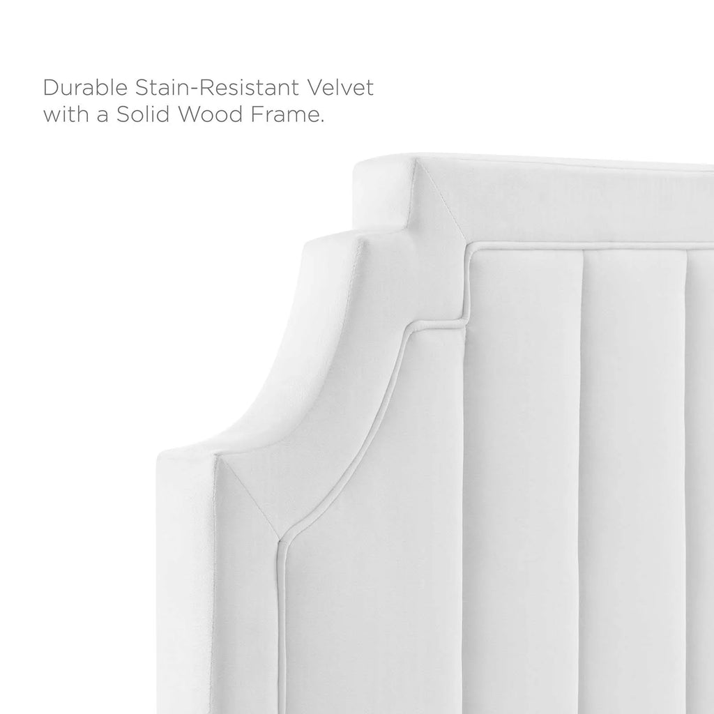 Twin Size White Velvet Platform Bed Frame E717478