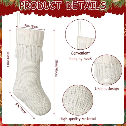 3 Pack 18'' Large White Red Green Knit Christmas Stockings L806