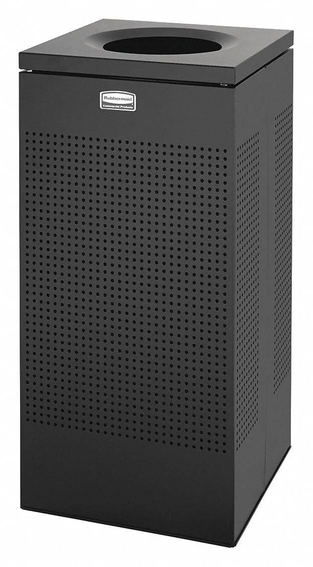 24 Gal Black Square Trash Can Z746