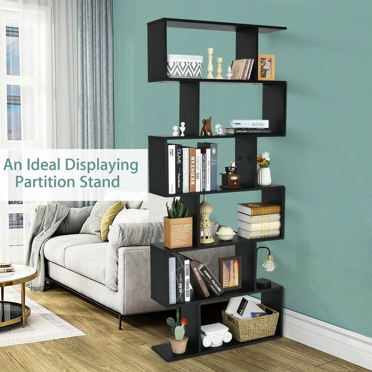 Black S-Shaped Bookshelf P60917
