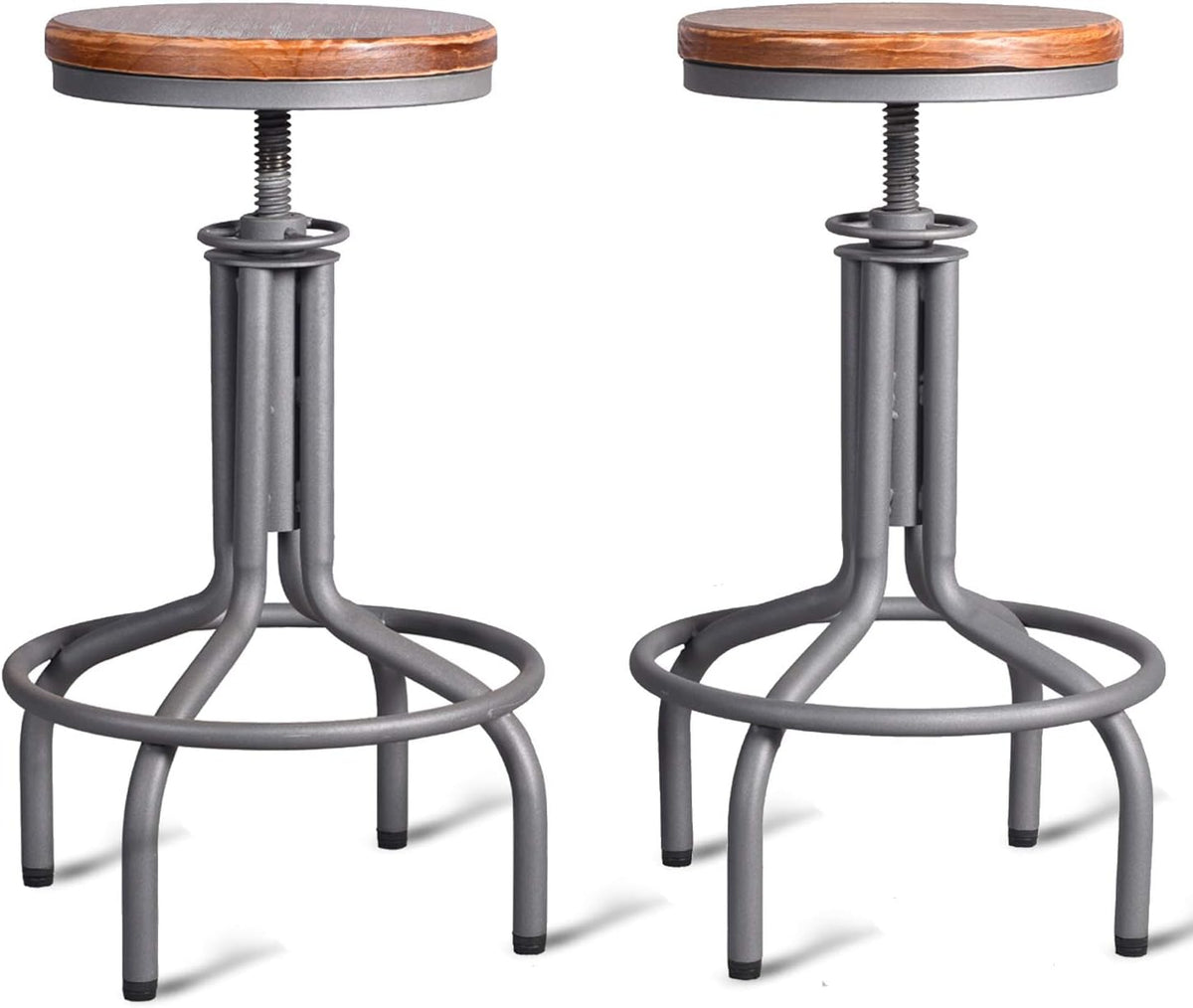 Black Wooden Top Adjustable Height Bar Stool Set of 2 F768075