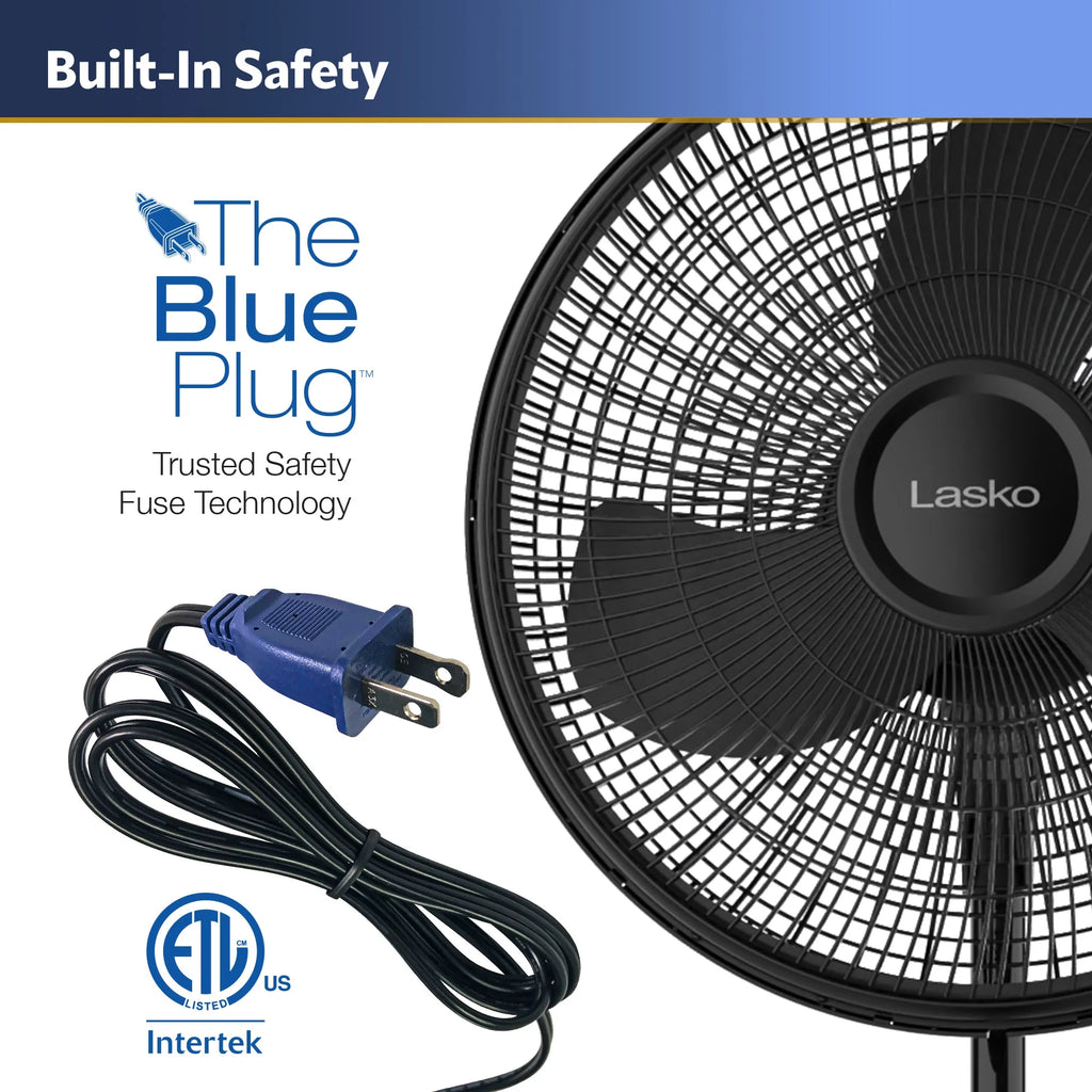 16 Oscillating Adjustable Pedestal Fan with 3-Speeds, Black Q2981