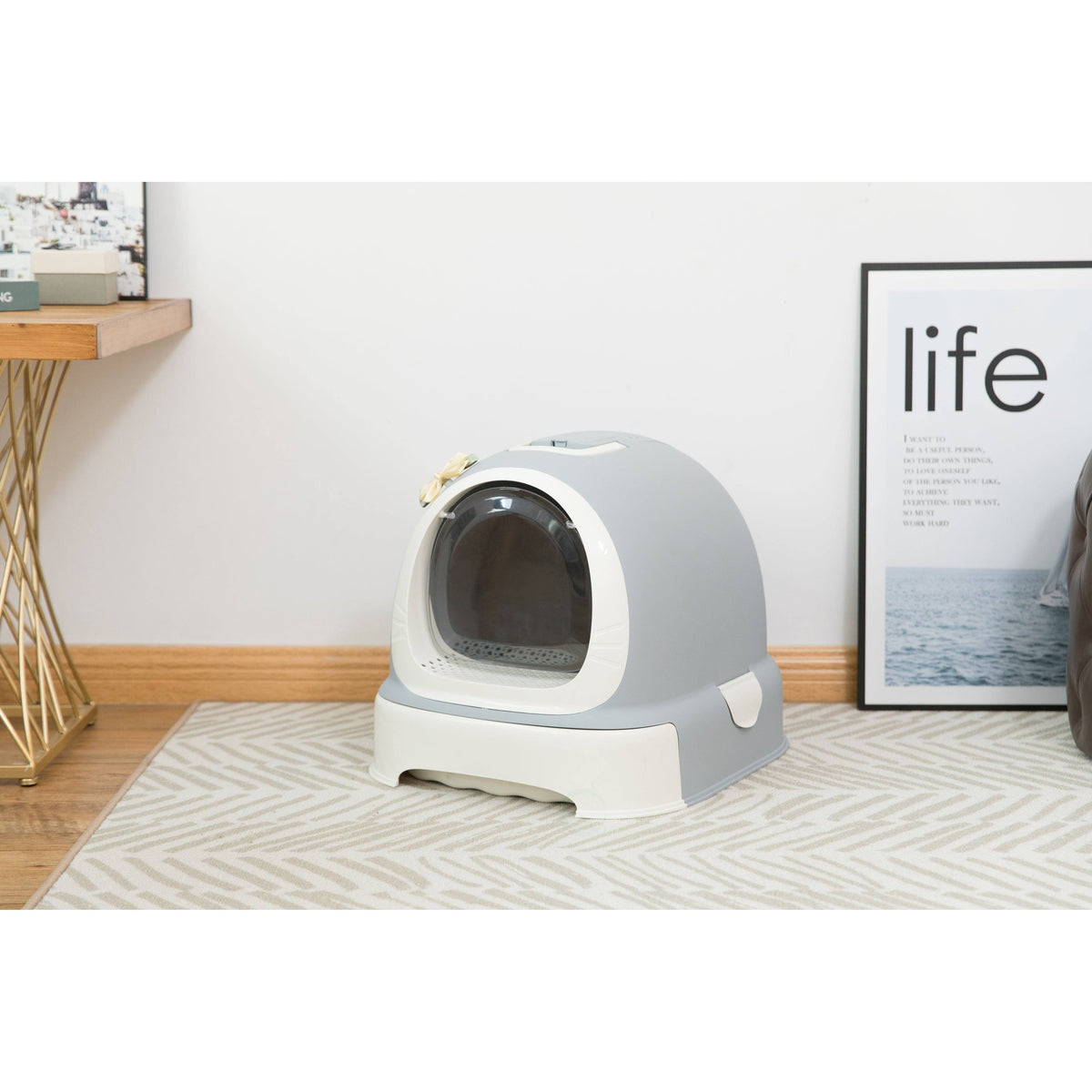 Fully Enclosed Hooded Litter Pan with Front Entry, Cat Litter Scoop Included G915741