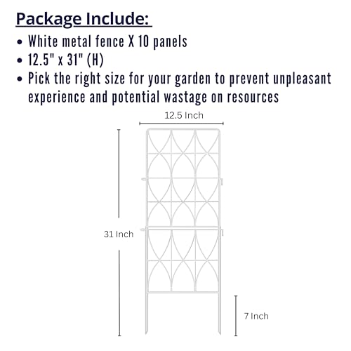 White Metal Wire Decorative Garden Fence 10 Panels D75342