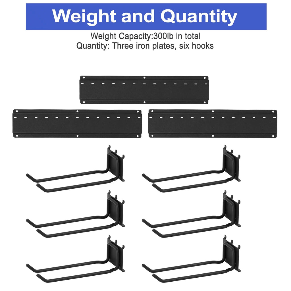 Heavy Duty Steel Wall Mounted Tool Storage Organizer with 6 Removable Hooks and 3 Board S10538