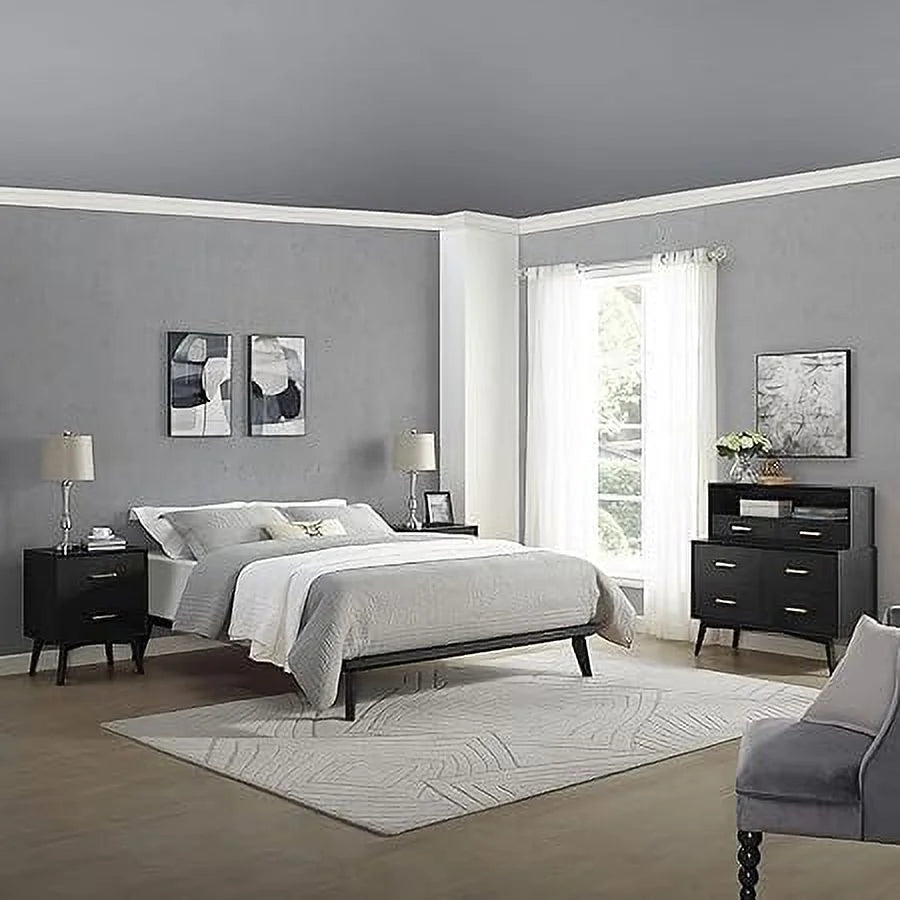 Black 8.5 Inch Wood Platform Bed with Storage W364