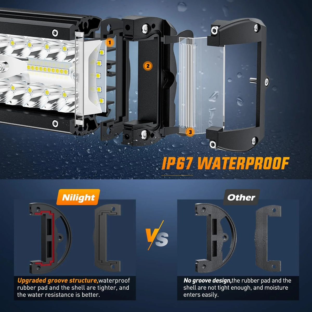 12Inch Triple Row LED Work Light with Wiring Harness Kit B84842