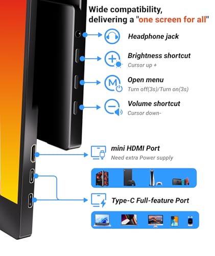 15.6 Inch FHD IPS Portable Monitor with Adjustable Stand T831675