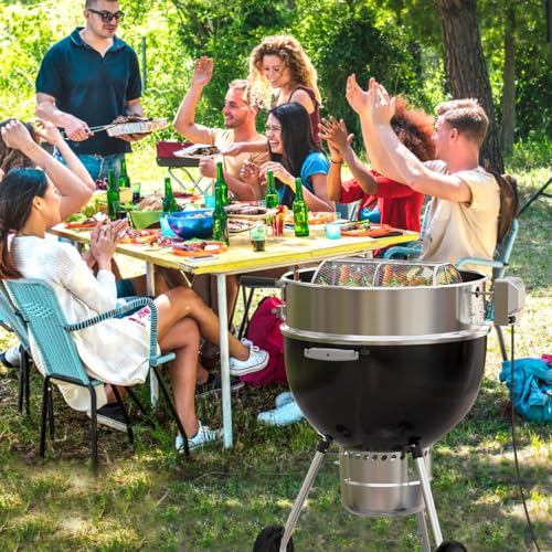 Silver Kettle Grill Rotisserie Ring Kit with Motor, Forks, Spit Rod X84975