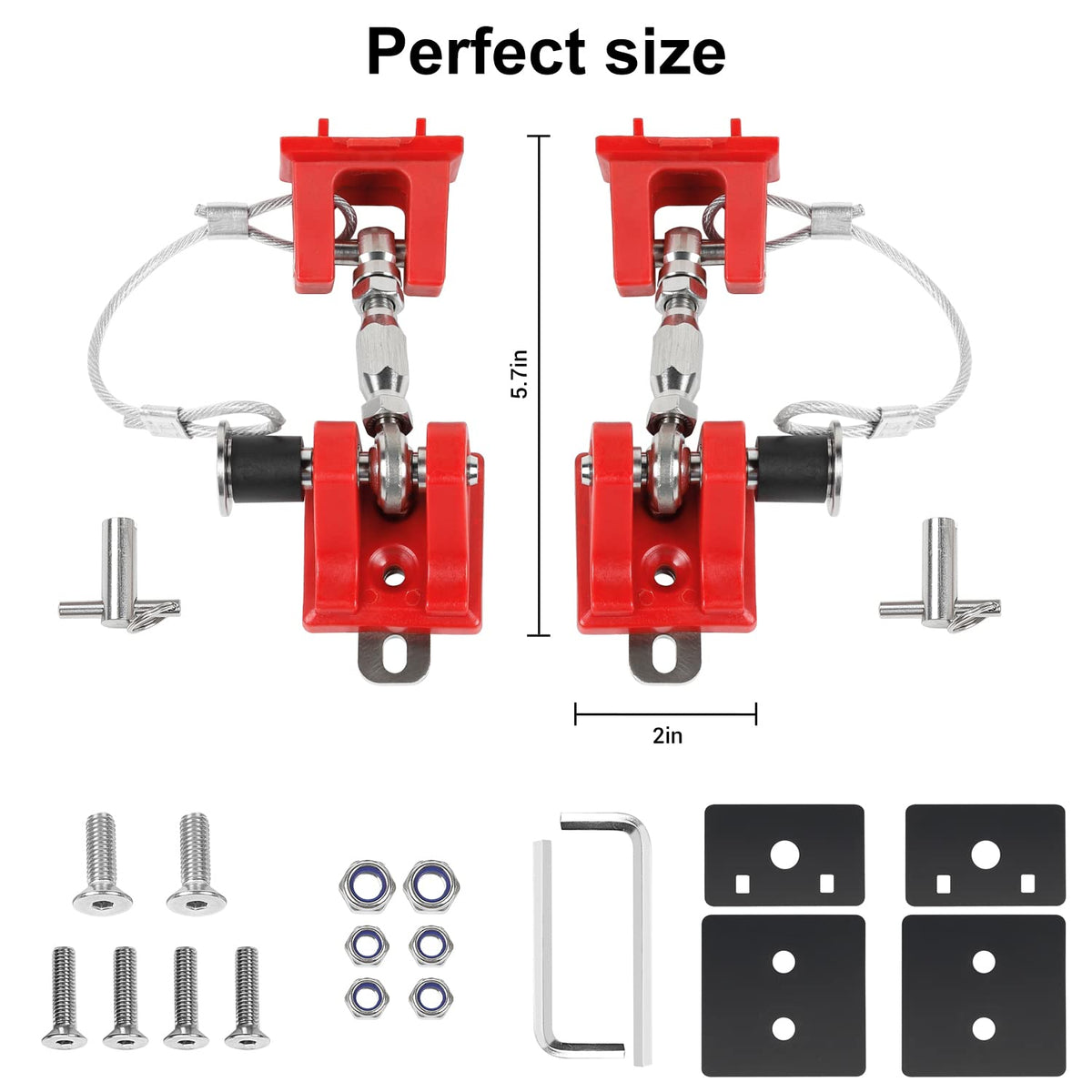 Red Aluminum Alloy Hood Latch Kit for Jeep Wrangle TJ, Pack of 2 T54067