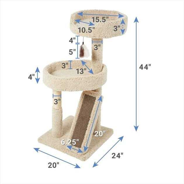 44-in Real Carpet Cat Tree with Replaceable Corrugate Scratcher F757916