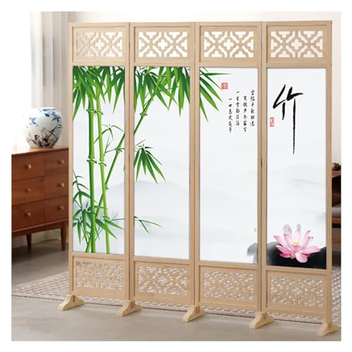 4-Panel Wooden Room Divider 180 200cm Tall Y437480