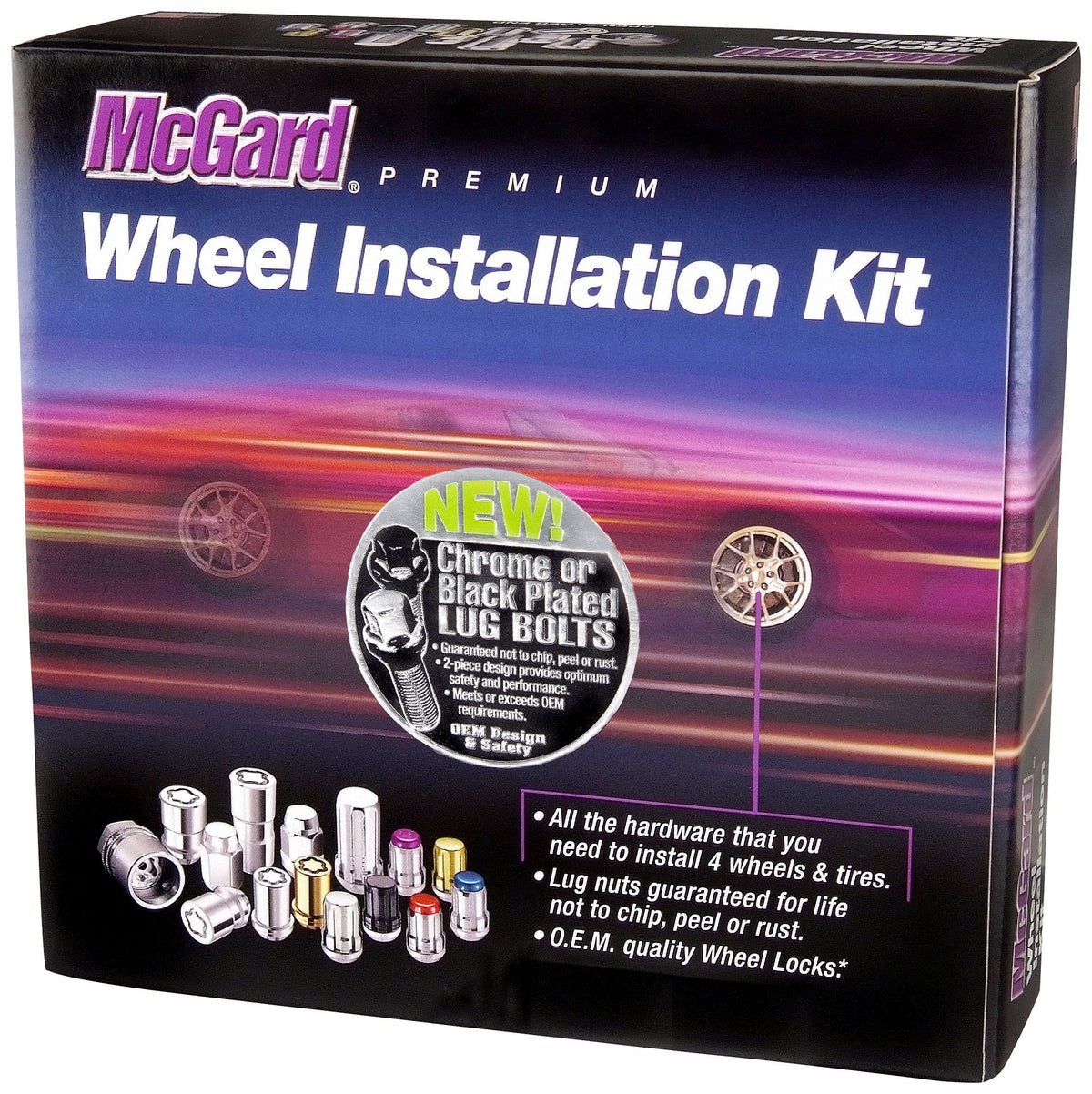 Chrome Black Cone Seat Bolt Lug Wheel Installation Kit Y400524