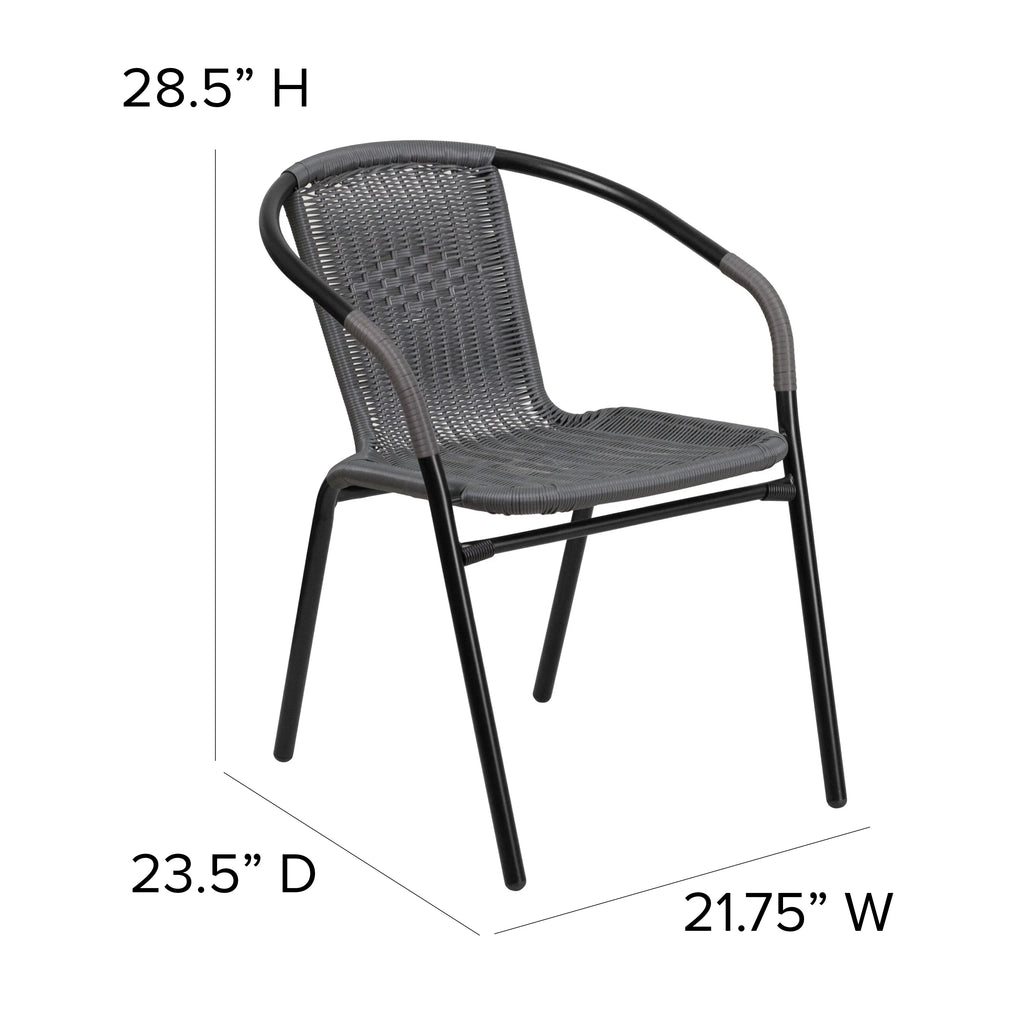 2 Pack Gray Rattan Stack Chair E8581