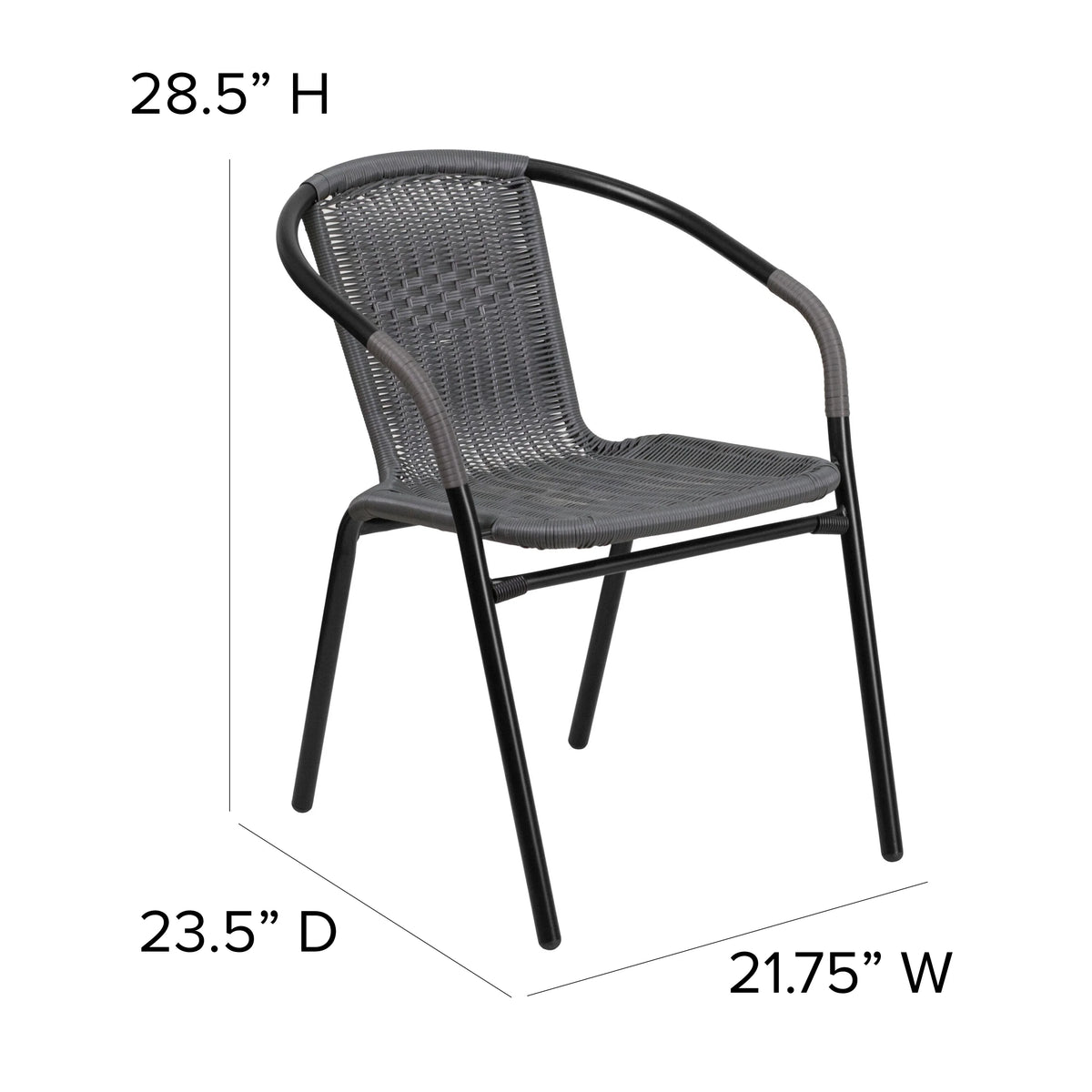 2 Pack Gray Rattan Stack Chair E8581