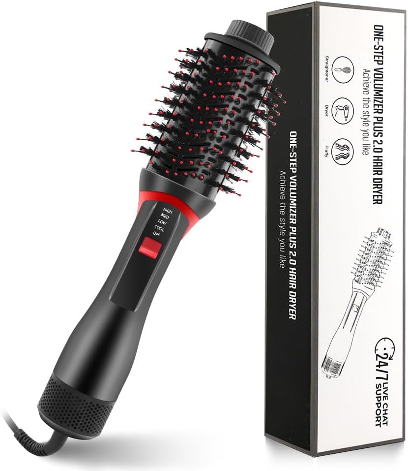 4-in-1 Hair Dryer Brush with Ceramic Titanium Barrel T634