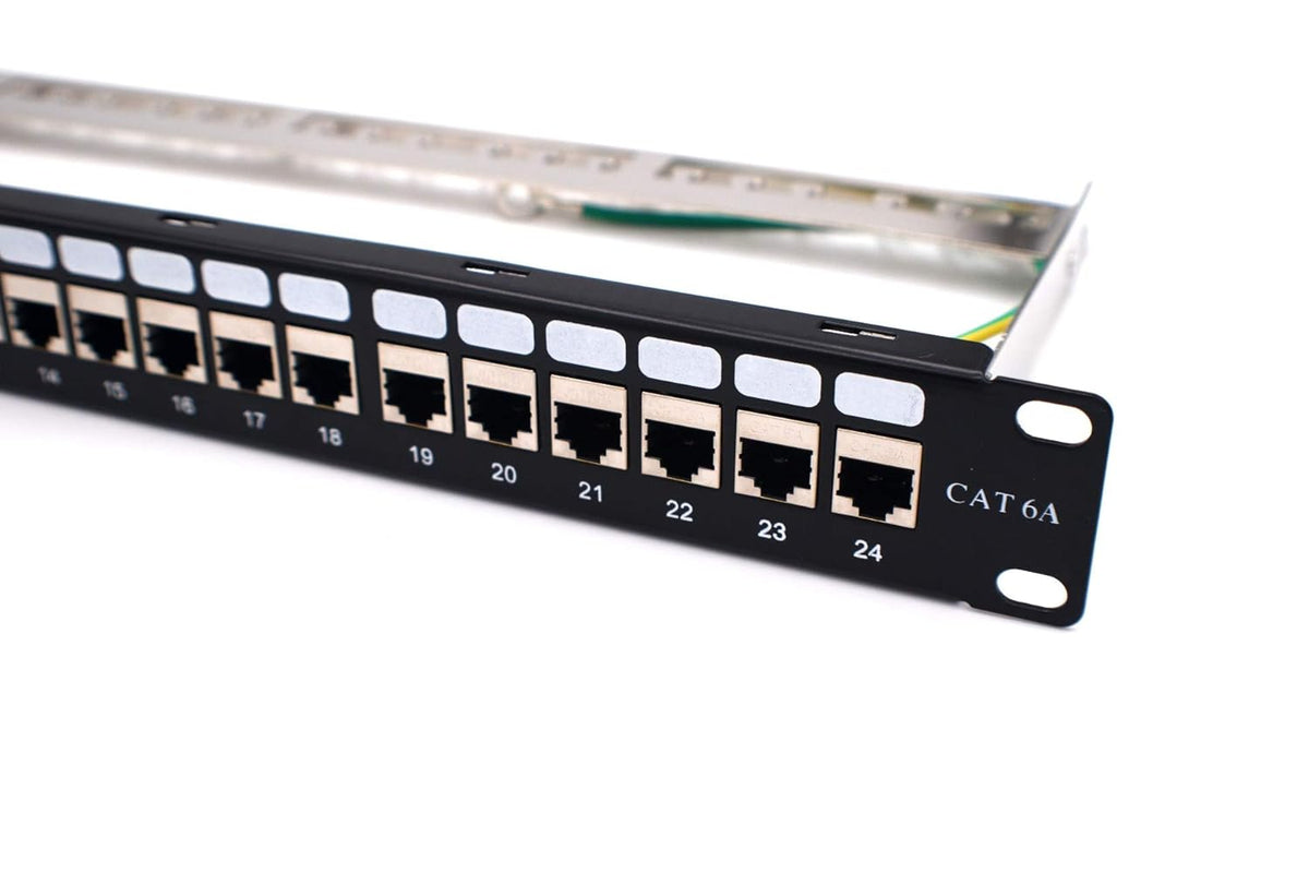 24-Port CAT6A FTP Shielded 1U Patch Panel V6681