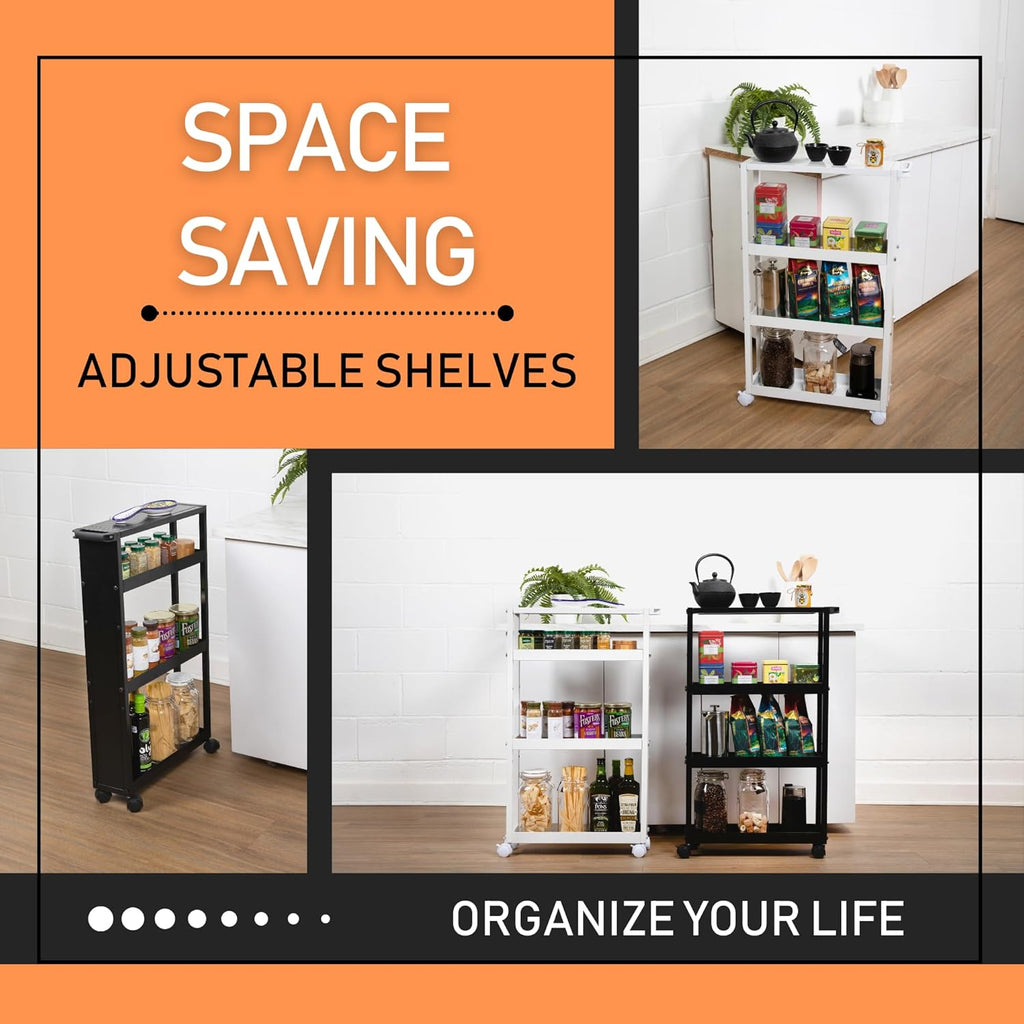 Black 4 Tier Rolling Metal Storage Cart R57629