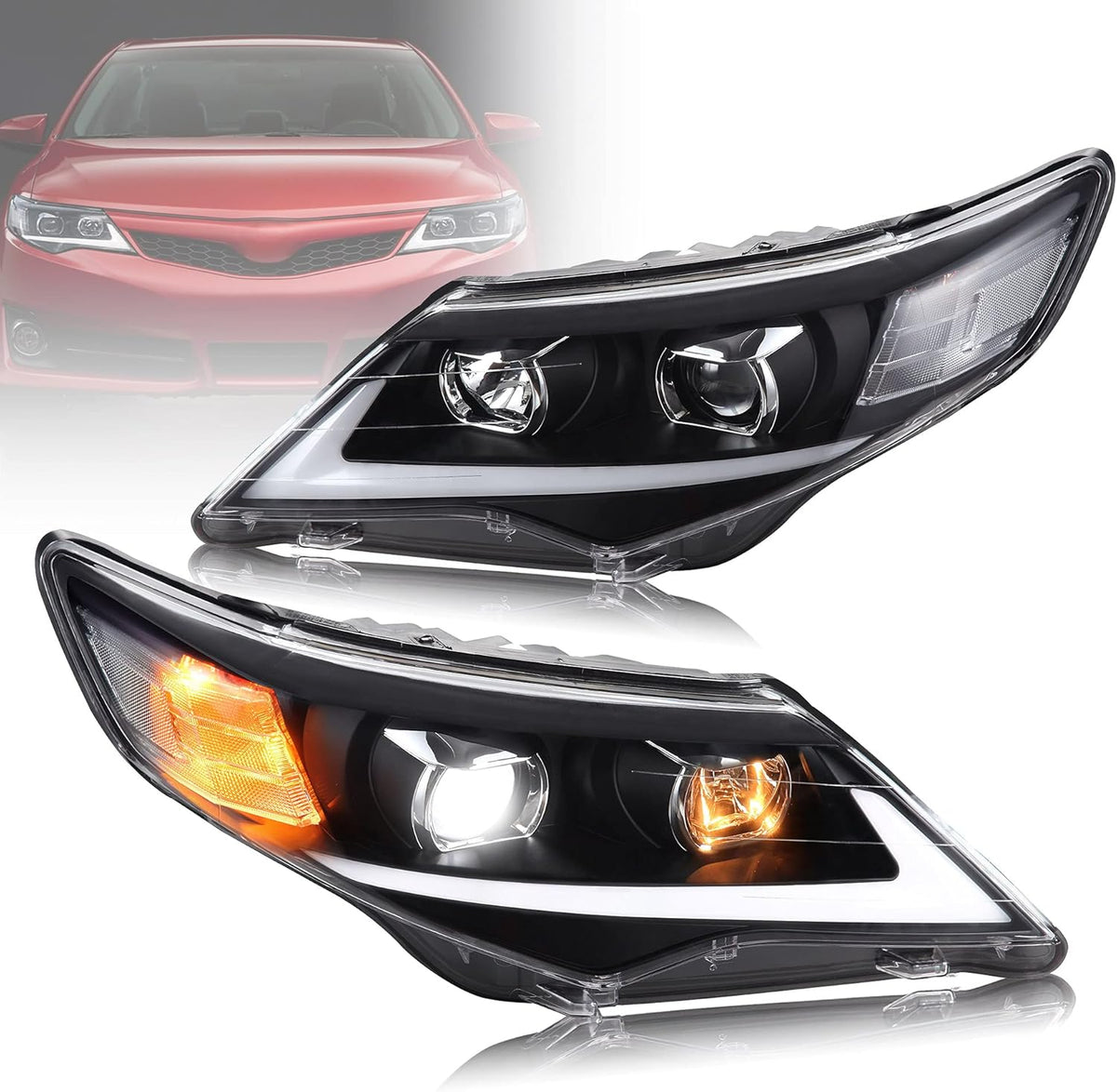 LED Projector Headlights with LED DRL & Halogen High Beam P4601