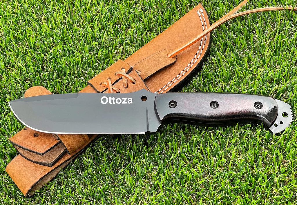 1095 Carbon Steel Bushcraft Knife with Sheath V9649