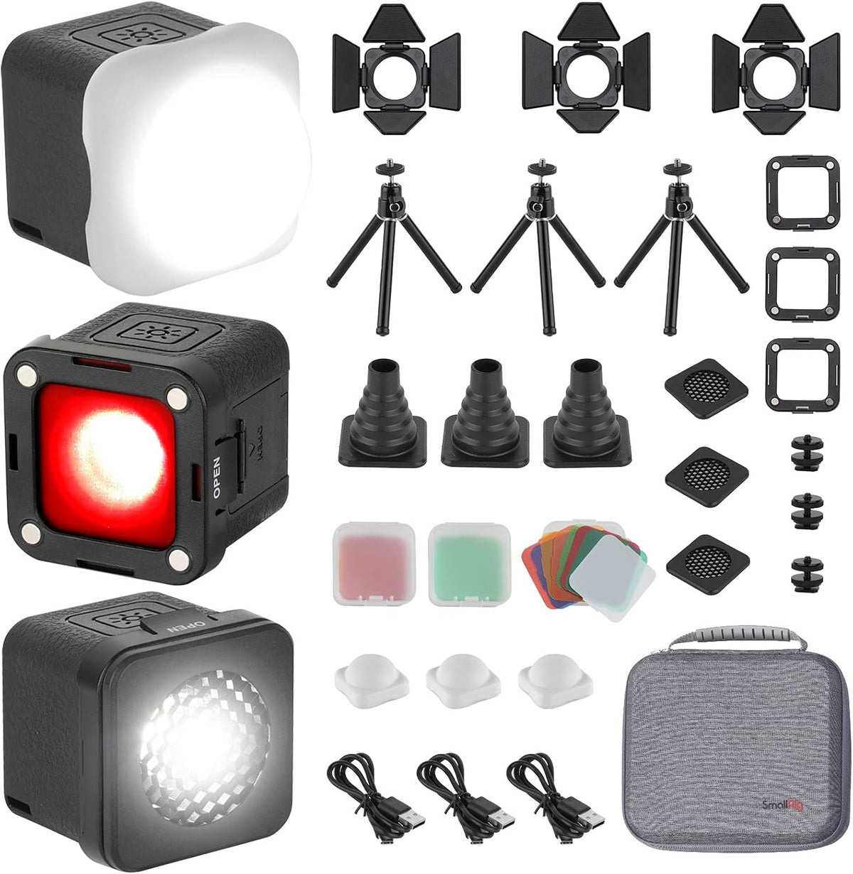 LED Video Light Kit 3 Pack with 8 Color Filters I2133
