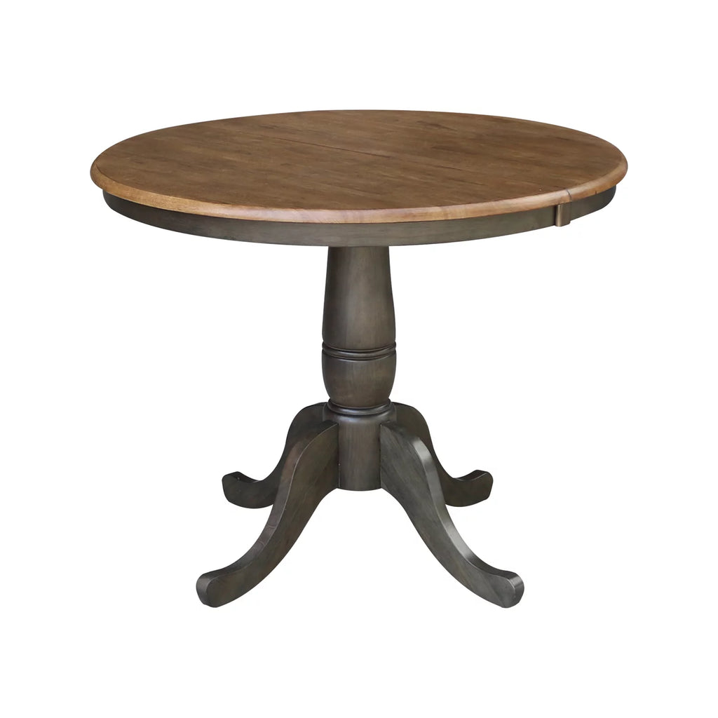 36" Round Wood Extension Dining Table With 4 Chairs X89826