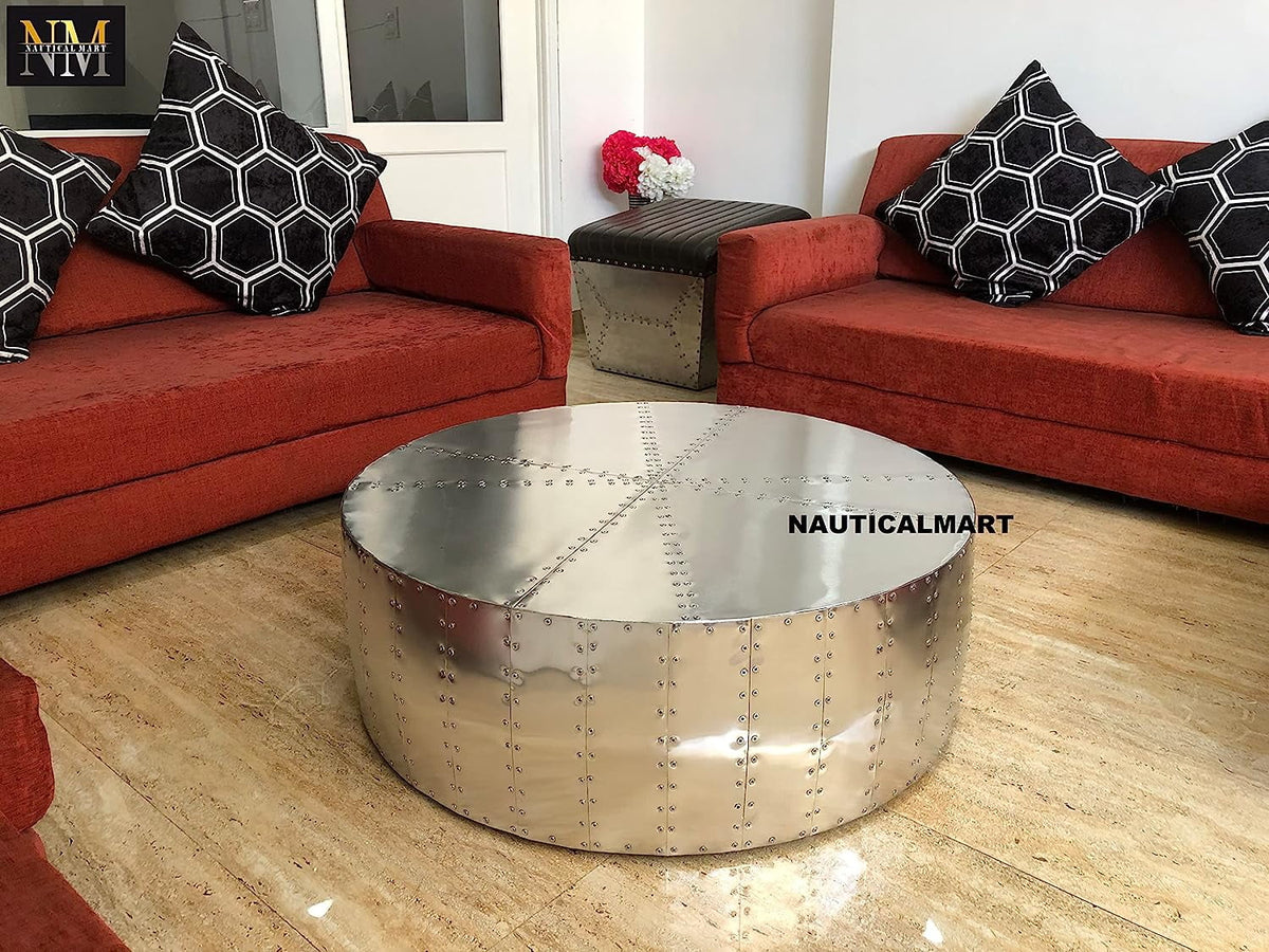 Aluminum Drum Shaped Coffee Table Z888