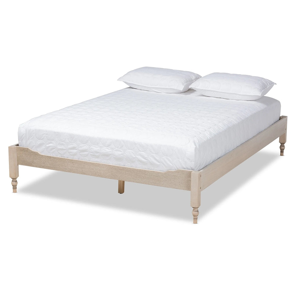 Antique White Wood Platform Bed Frame King T72906