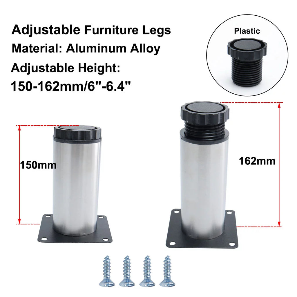 6 Inch Stainless Steel Adjustable Furniture Legs 8pcs K8648