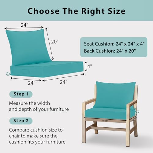 Black 24x24 Outdoor Chair Cushion Set with Ties S86591