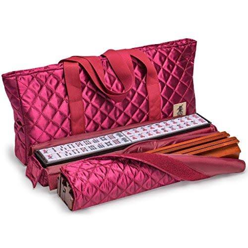 American Mahjong Set with 166 Tiles, Soft Case, Racks with Pushers, and Accessories D208242