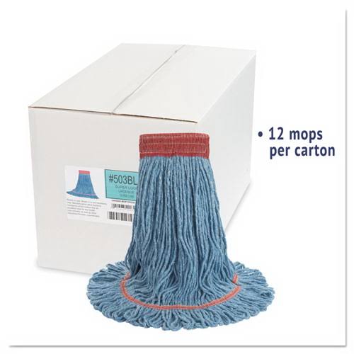 Blue Microfiber Tube Wet Mops, 15 x 2, 12/Carton E248167