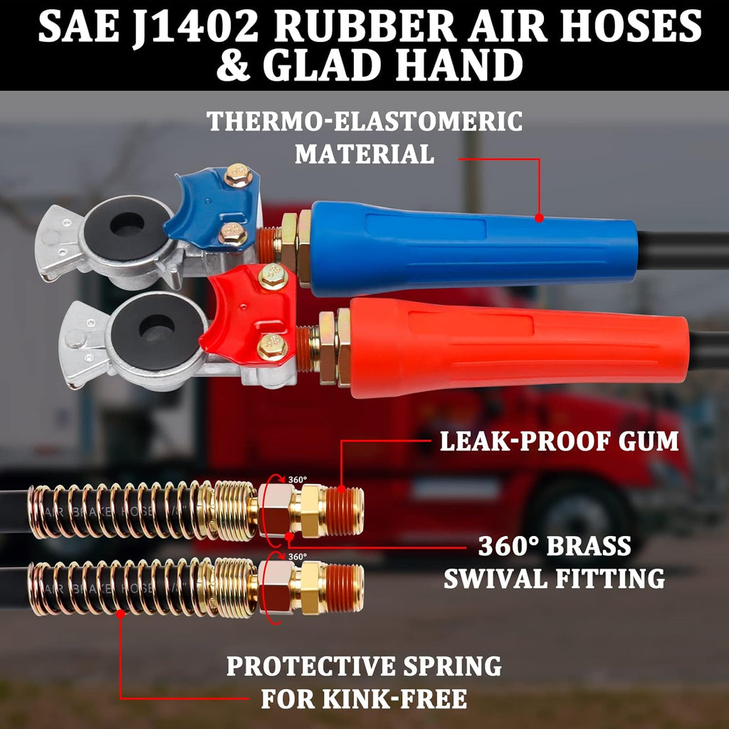 12 FT Semi Truck Air Hose Kit with Glad Hands B6999