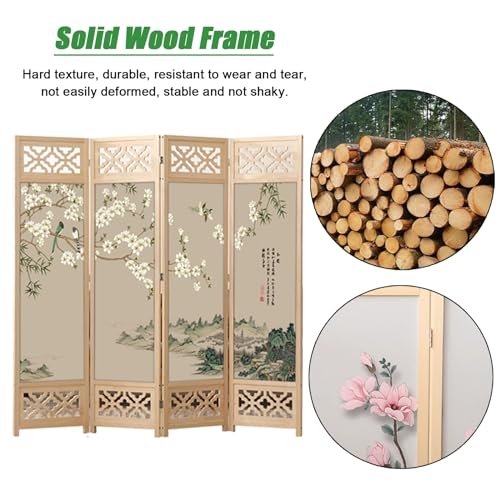 4-Panel Wooden Room Divider 180 200cm Tall Y437480
