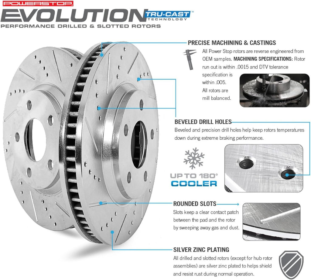 Front and Rear Carbon Fiber Brake Pads with Drilled & Slotted Brake Rotors Kit O364