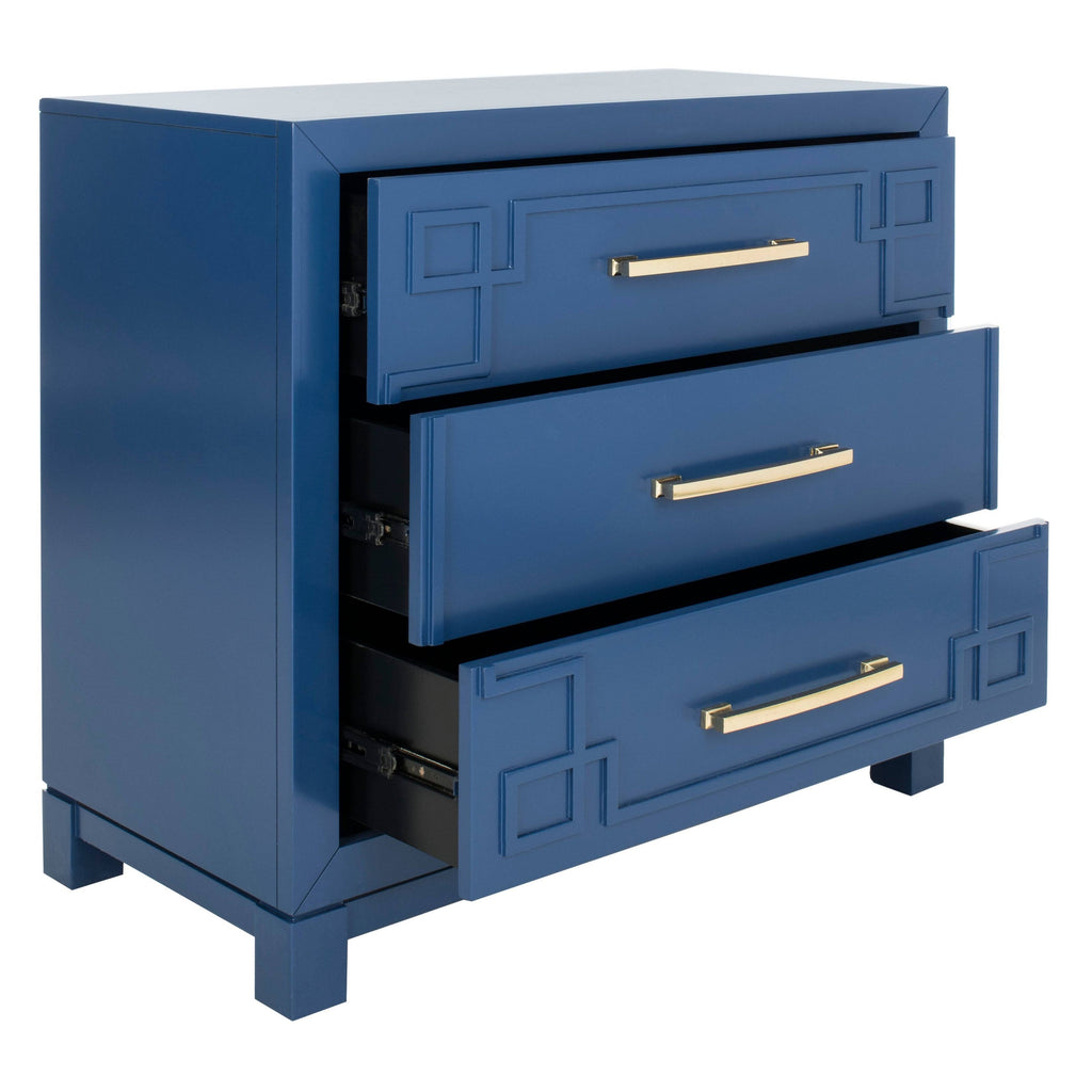 Blue/Gold 3 Drawer Chest L9362