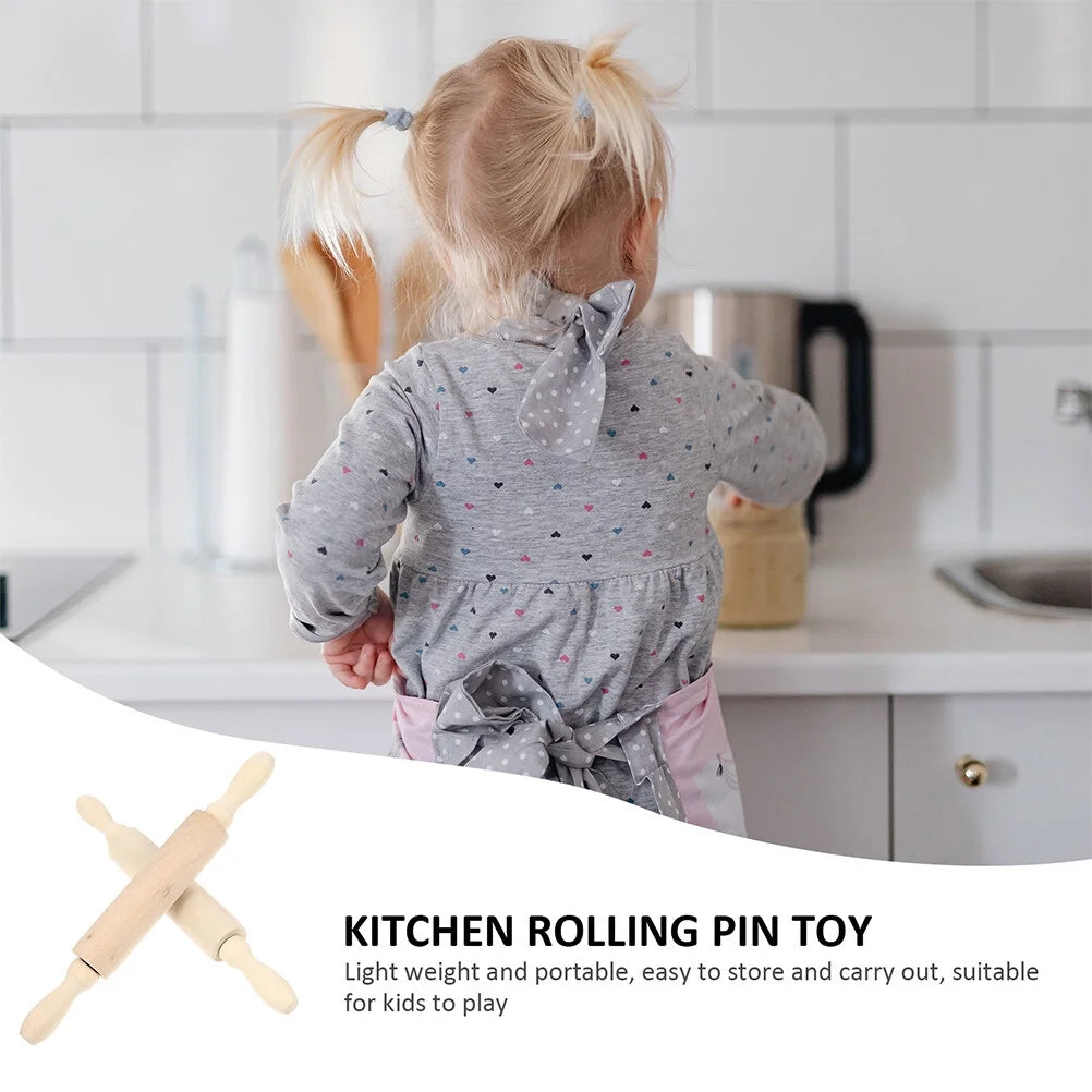 6 Pcs Wooden Rolling Pin Toy Playset D369