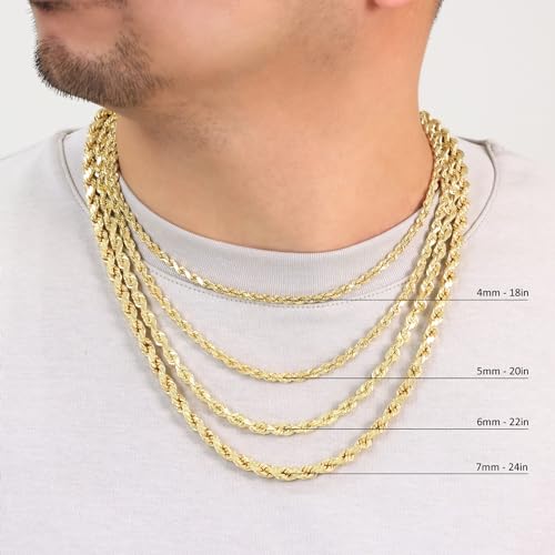 10K Yellow Gold Solid Rope Diamond Cut Chain Necklace N2296
