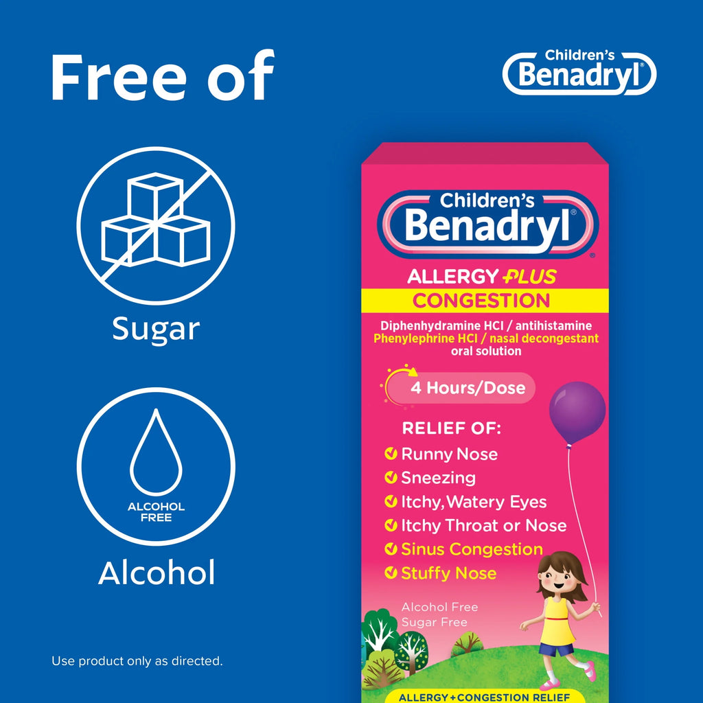 Children's Allergy Plus Congestion Relief Liquid, Grape, 4 fl. oz M81853