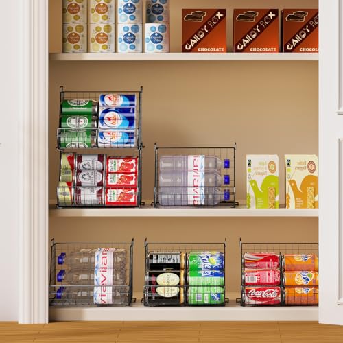 4-Tier Stackable Soda Can Organizer with 4 Adjustable Dividers A23373