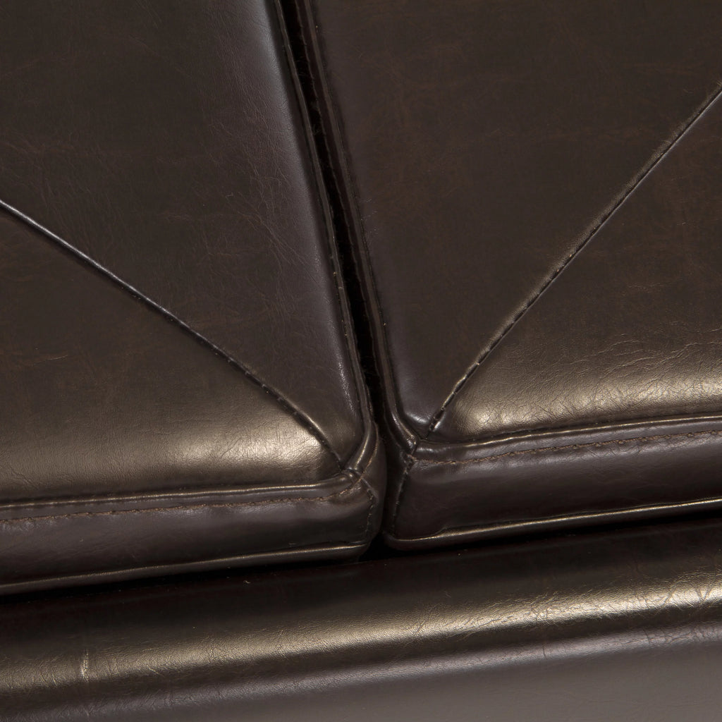 Brown Faux Leather Storage Ottoman W5469