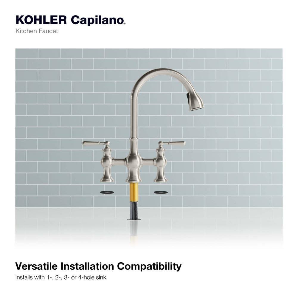 2-Handle Bridge Farmhouse Pull-Down Kitchen Faucet with Soap Dispenser S901