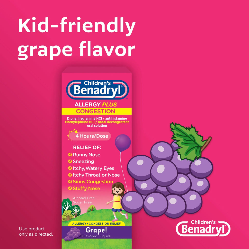 Children's Allergy Plus Congestion Relief Liquid, Grape, 4 fl. oz M81853
