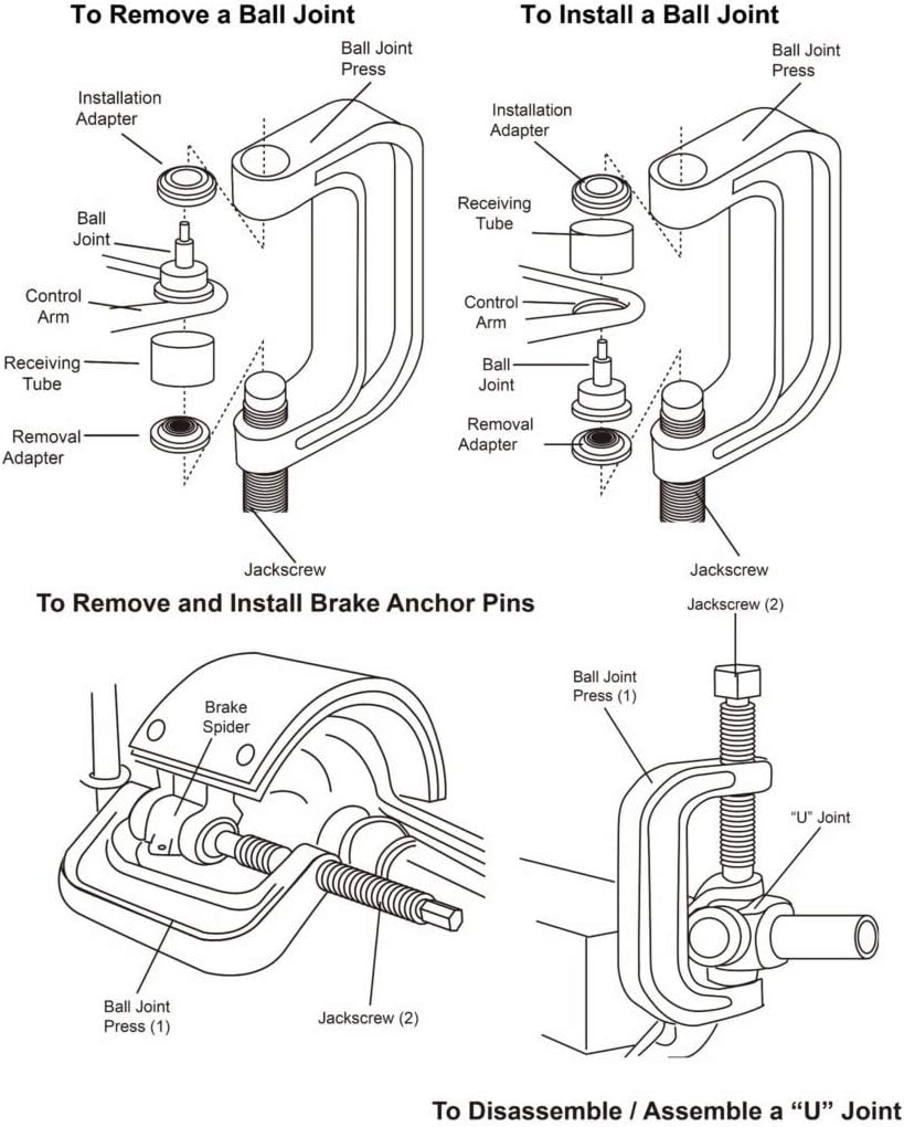 Heavy Duty Ball Joint Press & U Joint Removal Tool Kit with 4x4 Adapters O5337