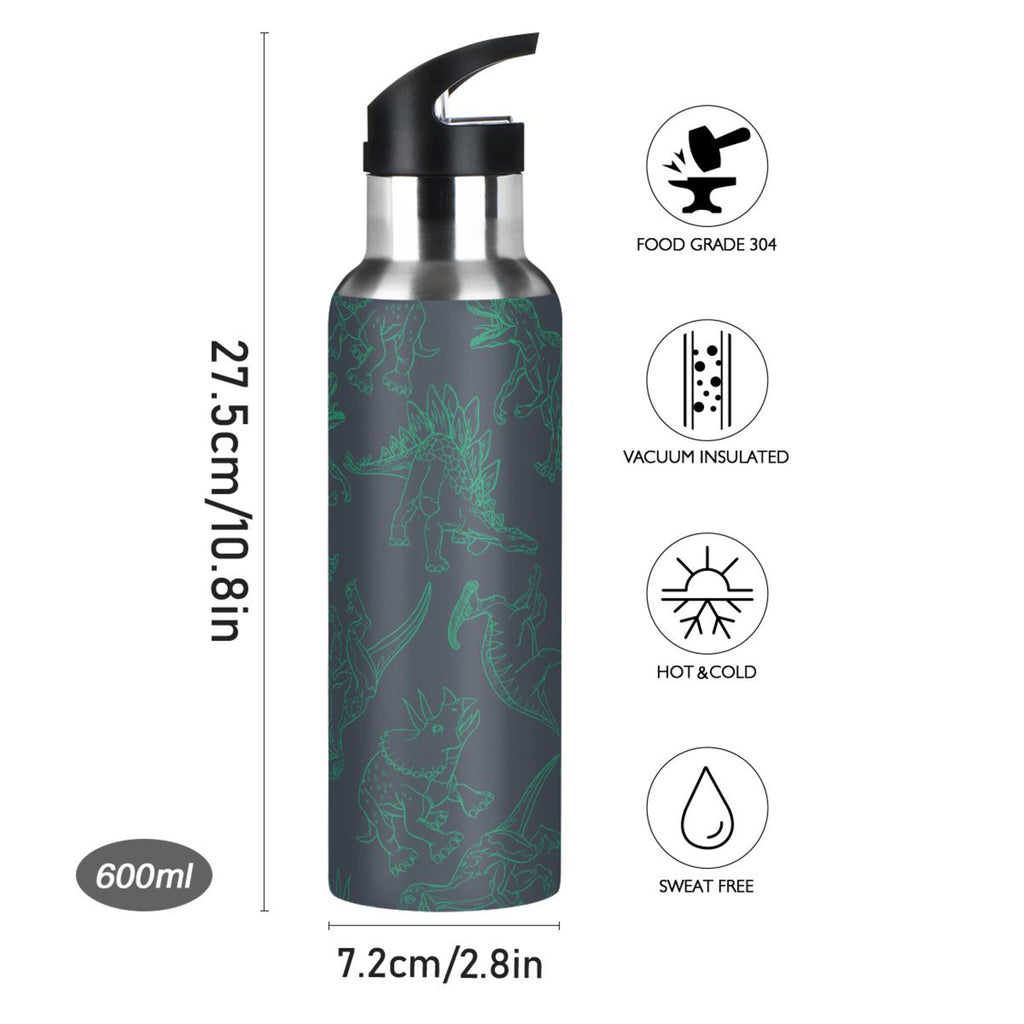 Green Drawn Stainless Steel Insulated Water Bottle with Straw Lid U58612