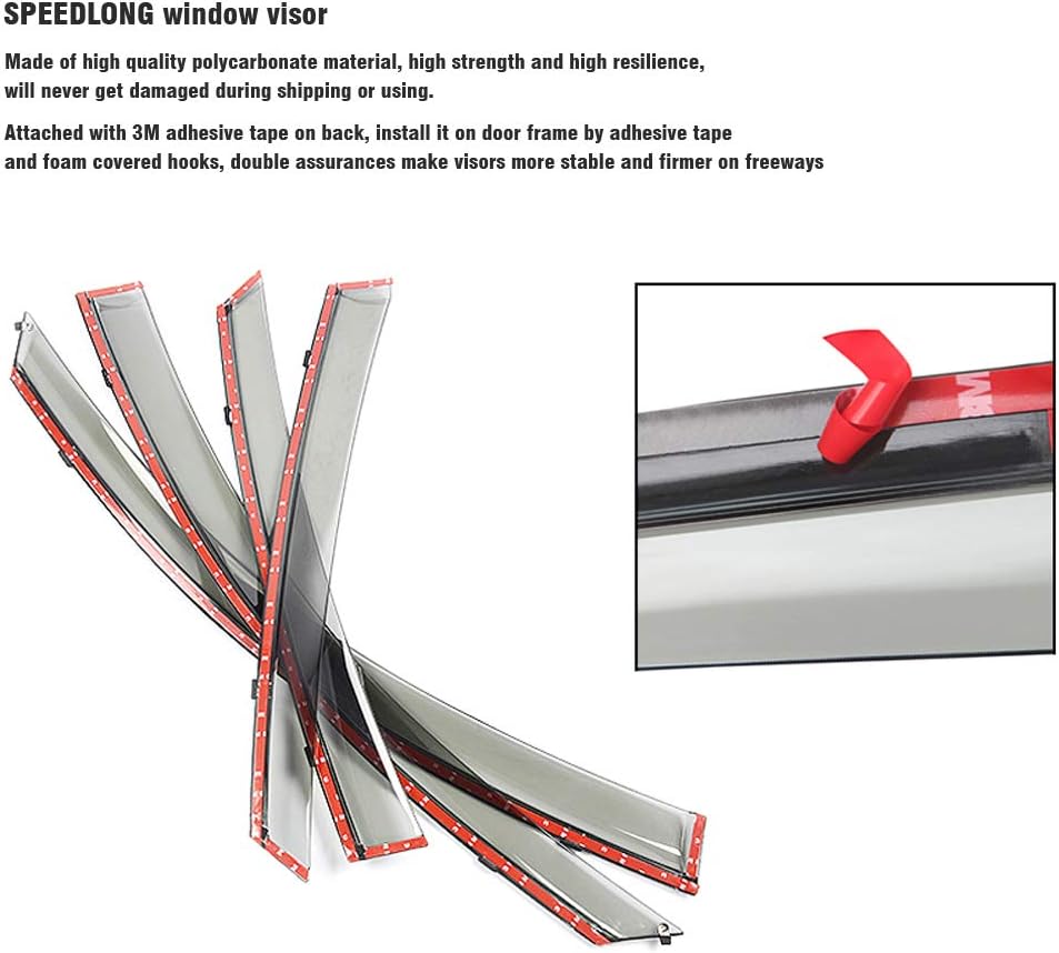 Car Window Visor Vent Shade Deflector Sun/Rain Guards Pack of 2 H213392