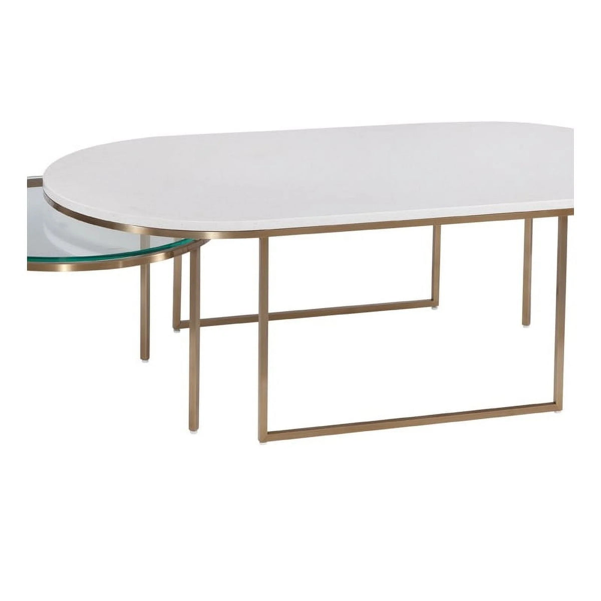 Gold Metal and White Terrazzo Nesting Cocktail Table Y7923