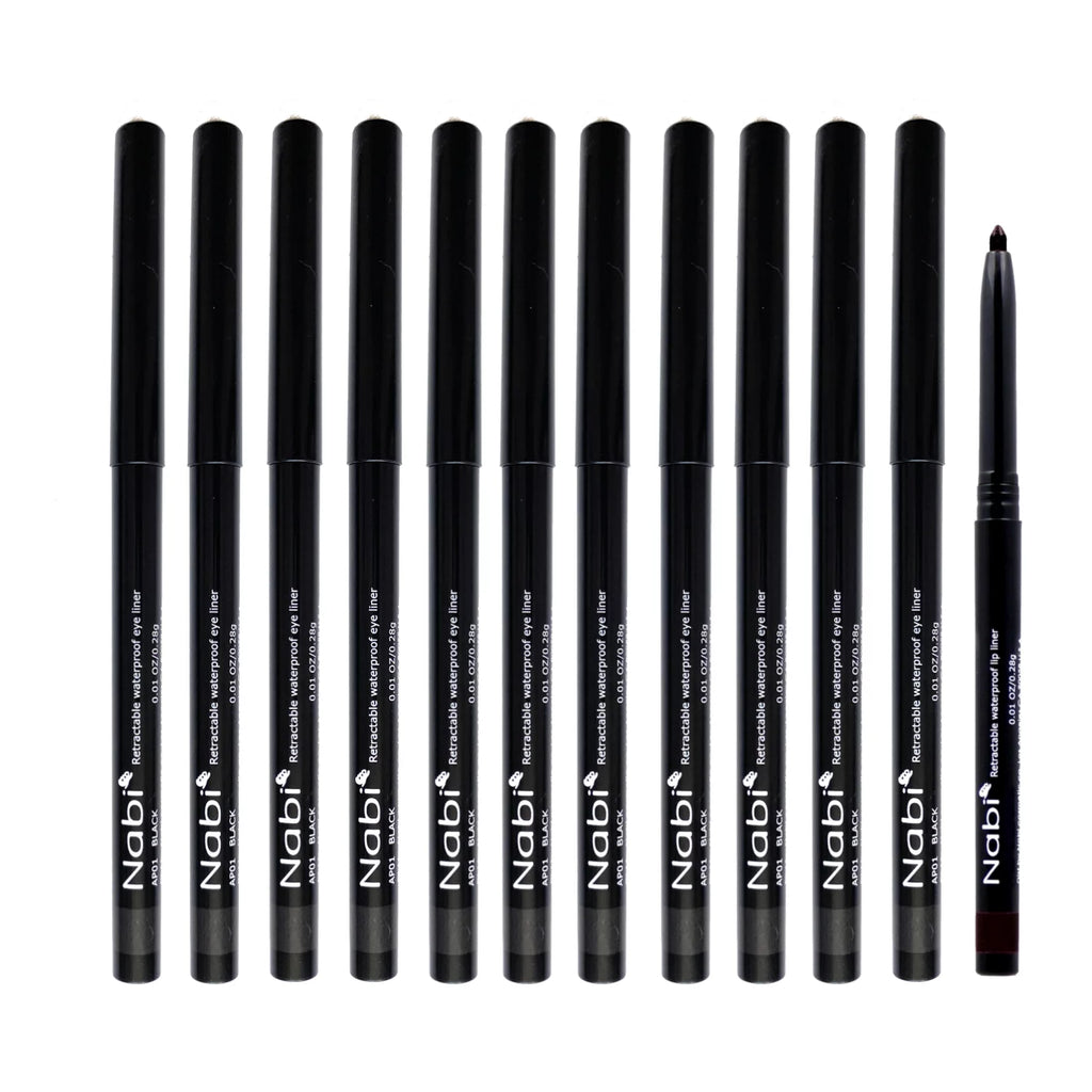 12pcs Retractable Waterproof Eyeliner Pencil (Khaki) T259