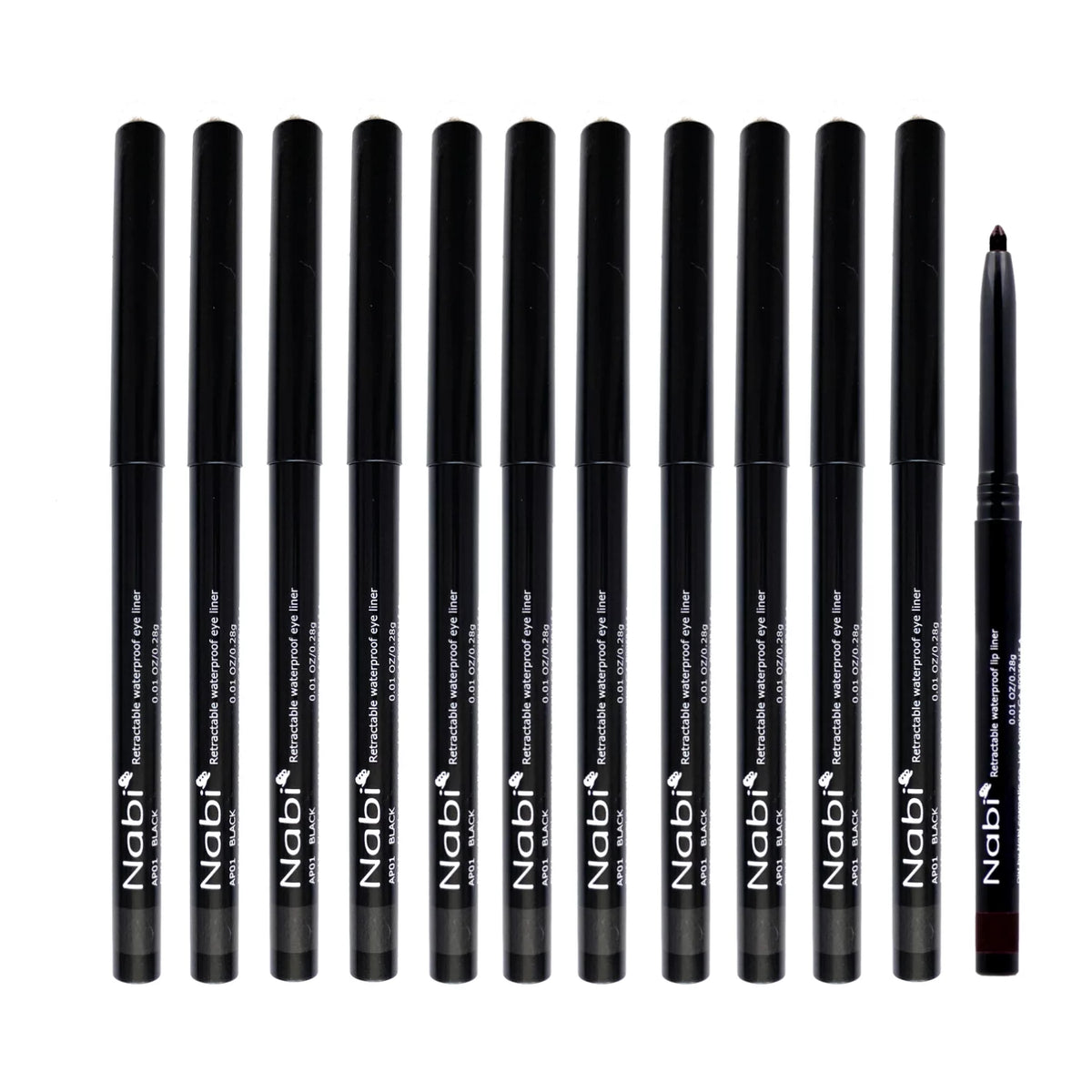 12pcs Retractable Waterproof Eyeliner Pencil (Khaki) T259