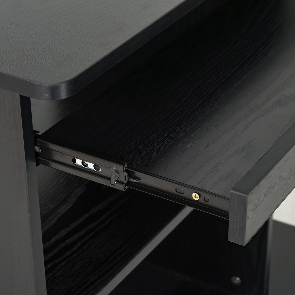 Black Mobile Computer Desk with Keyboard Tray A8093
